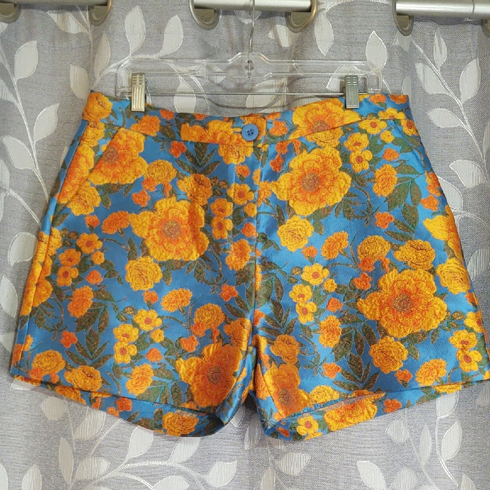 Jade Marigold Ada Floral Orange and Blue Women's Shorts size 12